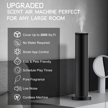 Hotel Scent Diffuser Machine - Cordless Rechargeable Diffuser for Large Rooms | App Bluetooth Control
