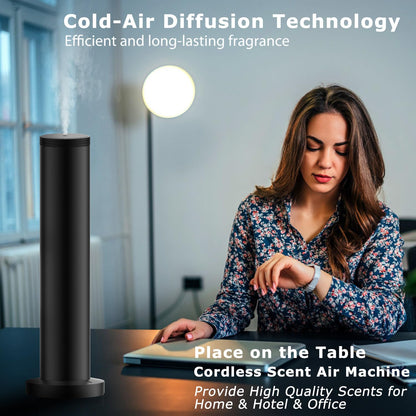 Hotel Scent Diffuser Machine - Cordless Rechargeable Diffuser for Large Rooms | App Bluetooth Control