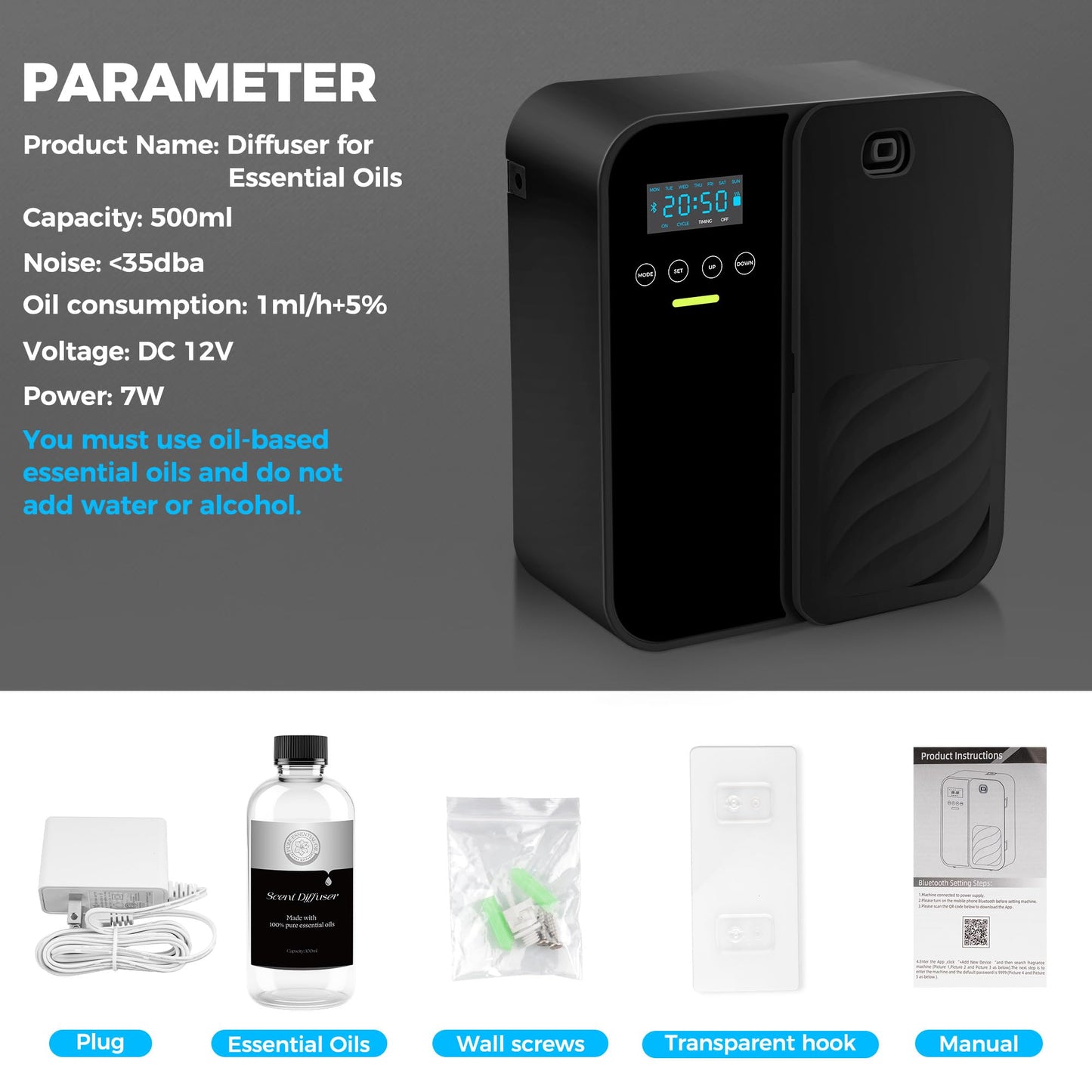 Hotel Scent Diffuser - Whole Home Scent Machine, 1000 m3 Coverage (~5000 Sq Ft), 500ml Capacity