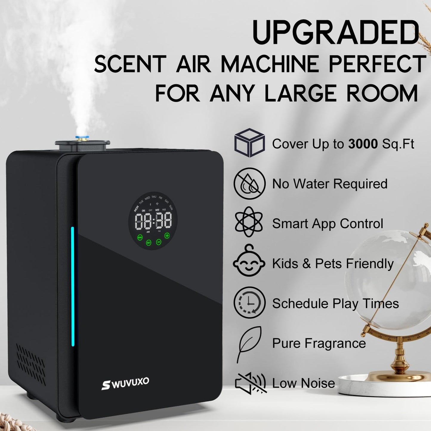 Hotel Scent Diffuser with Power Cold Air Technology — 3,000 sq ft Coverage (Black)
