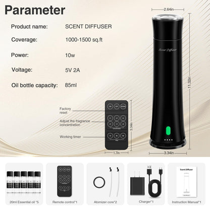 Hotel Scent Diffuser Starter Kit – 1500 Sq Ft Coverage, 11in, 5 Oils