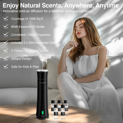 Hotel Scent Diffuser Starter Kit – 1500 Sq Ft Coverage, 11in, 5 Oils