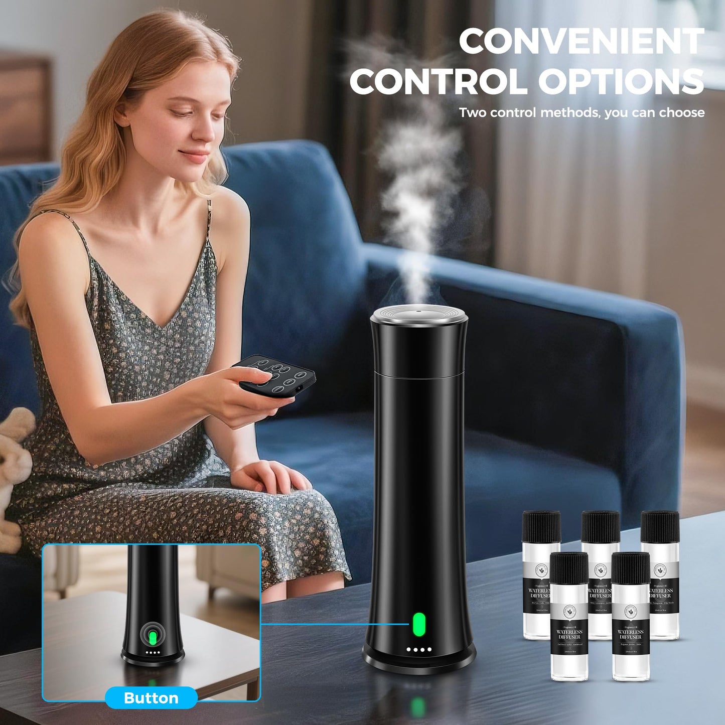 Hotel Scent Diffuser Starter Kit - 1500 Sq Ft Coverage | Hotel Scents Collection | Remote, Black
