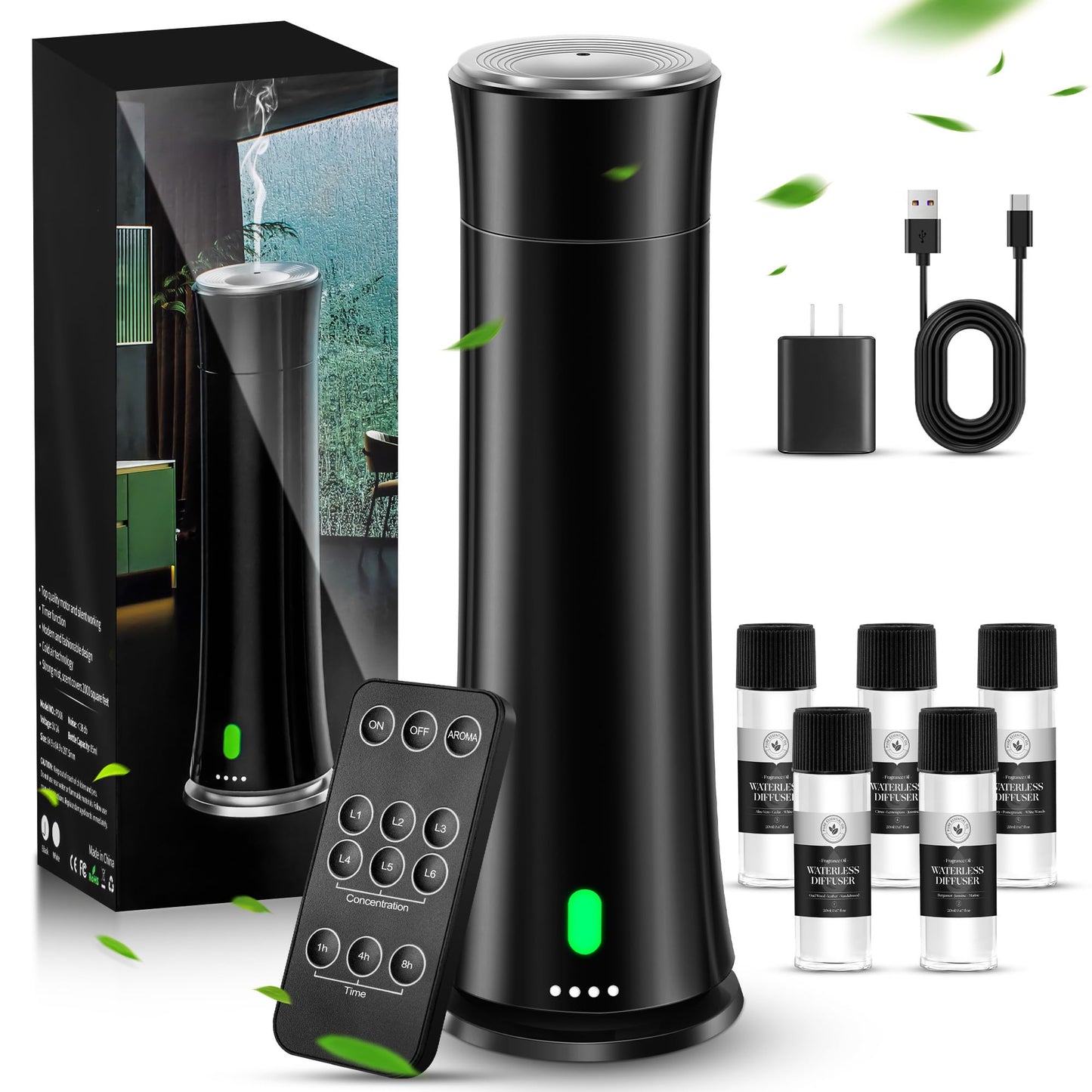 Hotel Scent Diffuser Starter Kit - 1500 Sq Ft Coverage | Hotel Scents Collection | Remote, Black