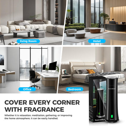 Hotel Scent Diffuser Starter Kit - 1500 Sq Ft Coverage | Hotel Scents Collection | Remote, Black