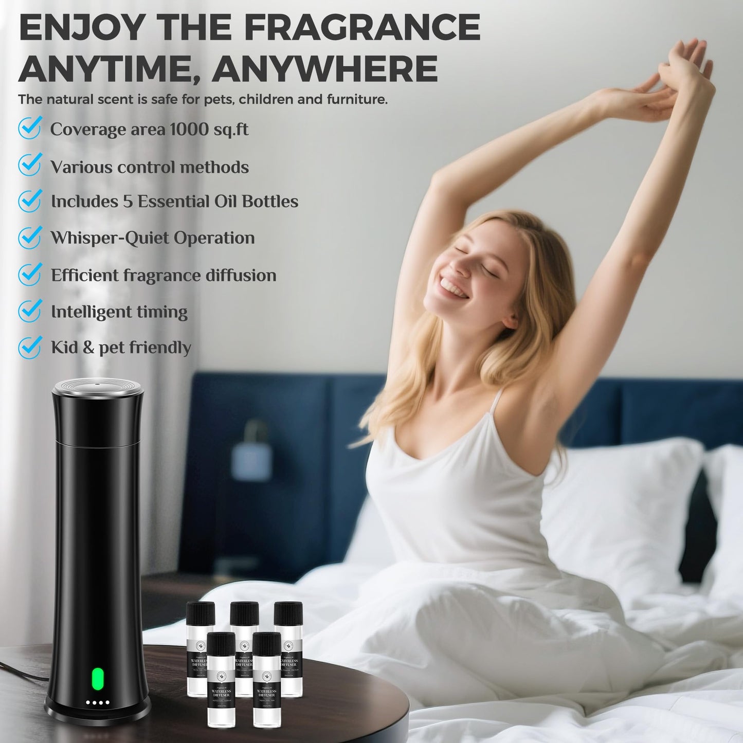 Hotel Scent Diffuser Starter Kit - 1500 Sq Ft Coverage | Hotel Scents Collection | Remote, Black
