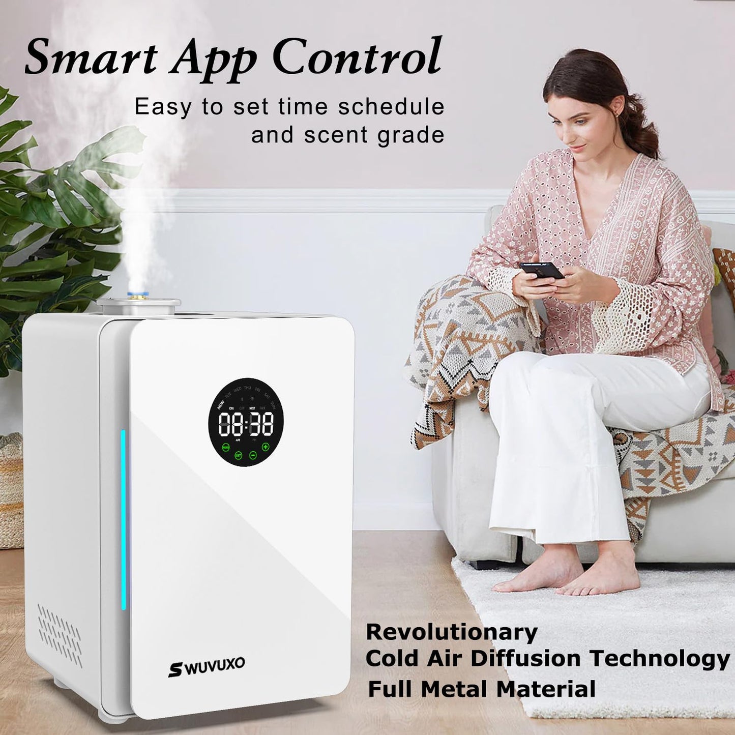 Hotel Scent Diffuser with Power Cold Air Technology – HVAC Coverage Up to 3,000 Sq Ft | White