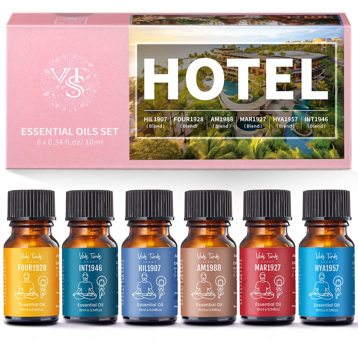 Hotel Scent Essential Oils Set – 6 x 10 ml | VEDA TINDA SCENT Luxury Diffuser Oils