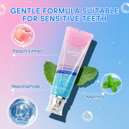Hotluck Niacinamide Whitening Toothpaste – Mint & Peach, 3.53oz Pack of 4
