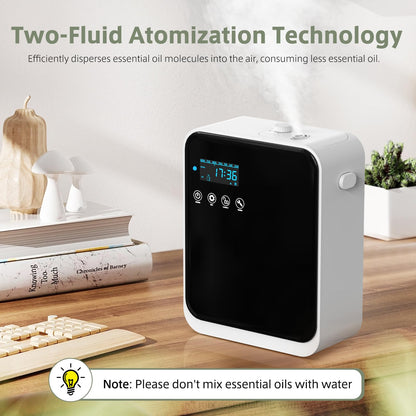 HOTOIQ Waterless Essential Oil Diffuser – Large Room Coverage up to 1500 sq ft, 240ml, Wall-Mount, Smart App