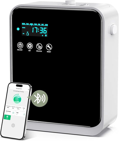 HOTOIQ Waterless Essential Oil Diffuser – Large Room Coverage up to 1500 sq ft, 240ml, Wall-Mount, Smart App