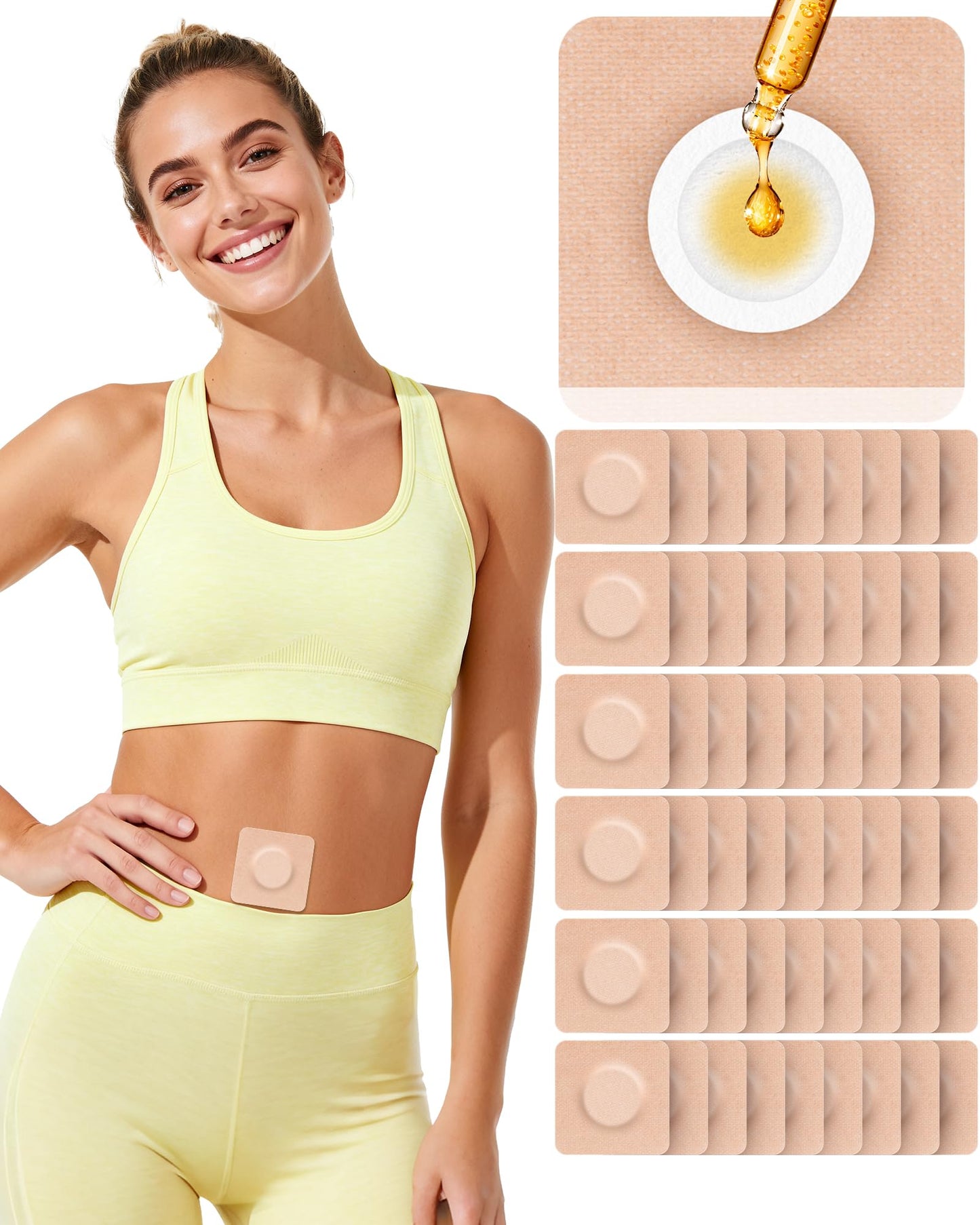 HOTRYEE 54PCS Castor Oil Patches for Belly Button - Disposable Self-Adhesive Pack, Organic Cotton