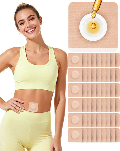 HOTRYEE 54PCS Castor Oil Patches for Belly Button - Disposable Self-Adhesive Pack, Organic Cotton