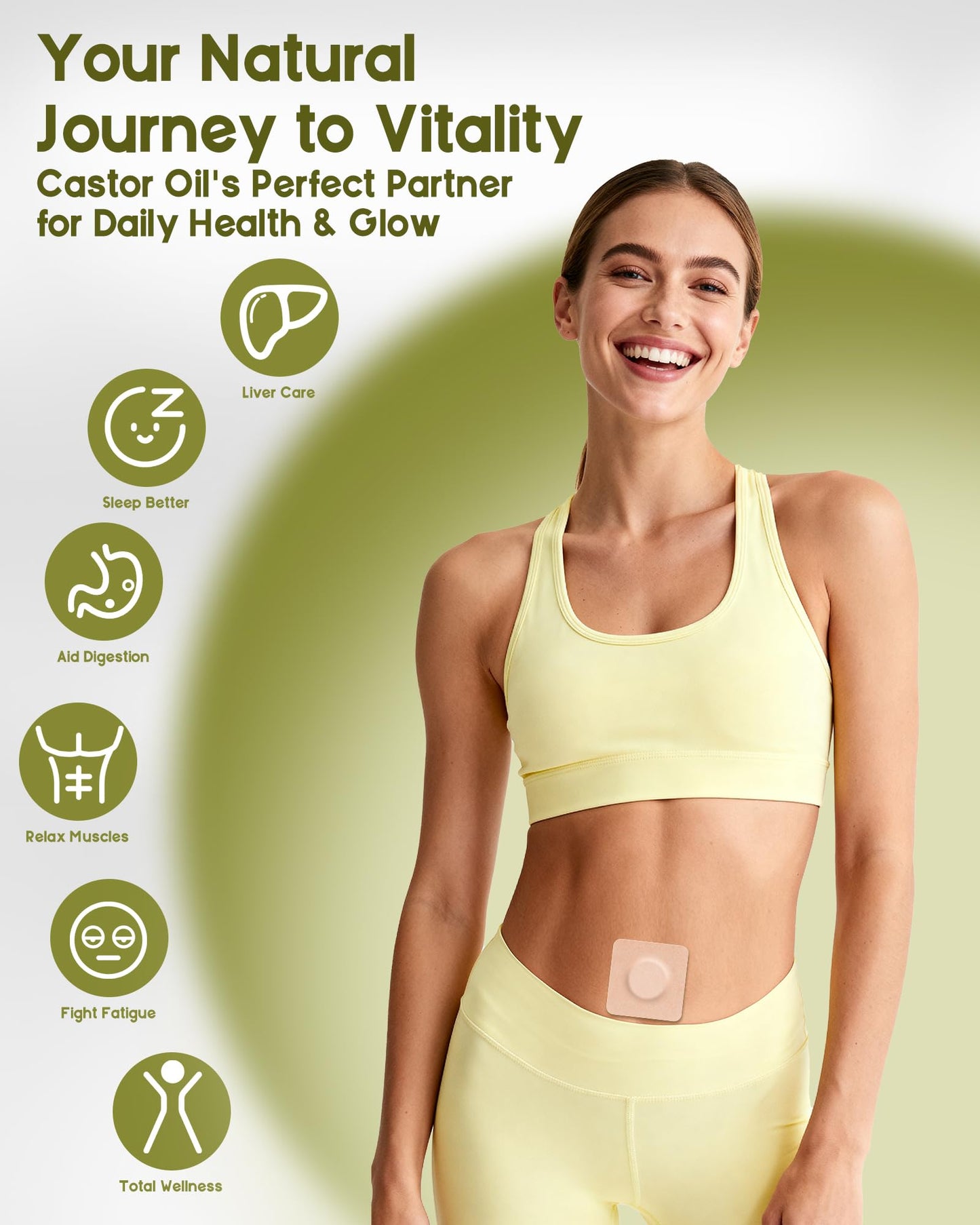 HOTRYEE 54PCS Castor Oil Patches for Belly Button - Disposable Self-Adhesive Pack, Organic Cotton