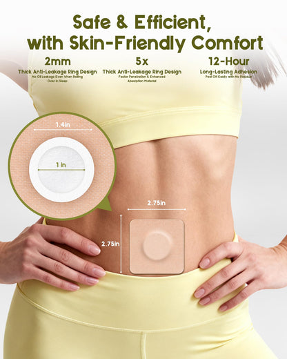 HOTRYEE 54PCS Castor Oil Patches for Belly Button - Disposable Self-Adhesive Pack, Organic Cotton