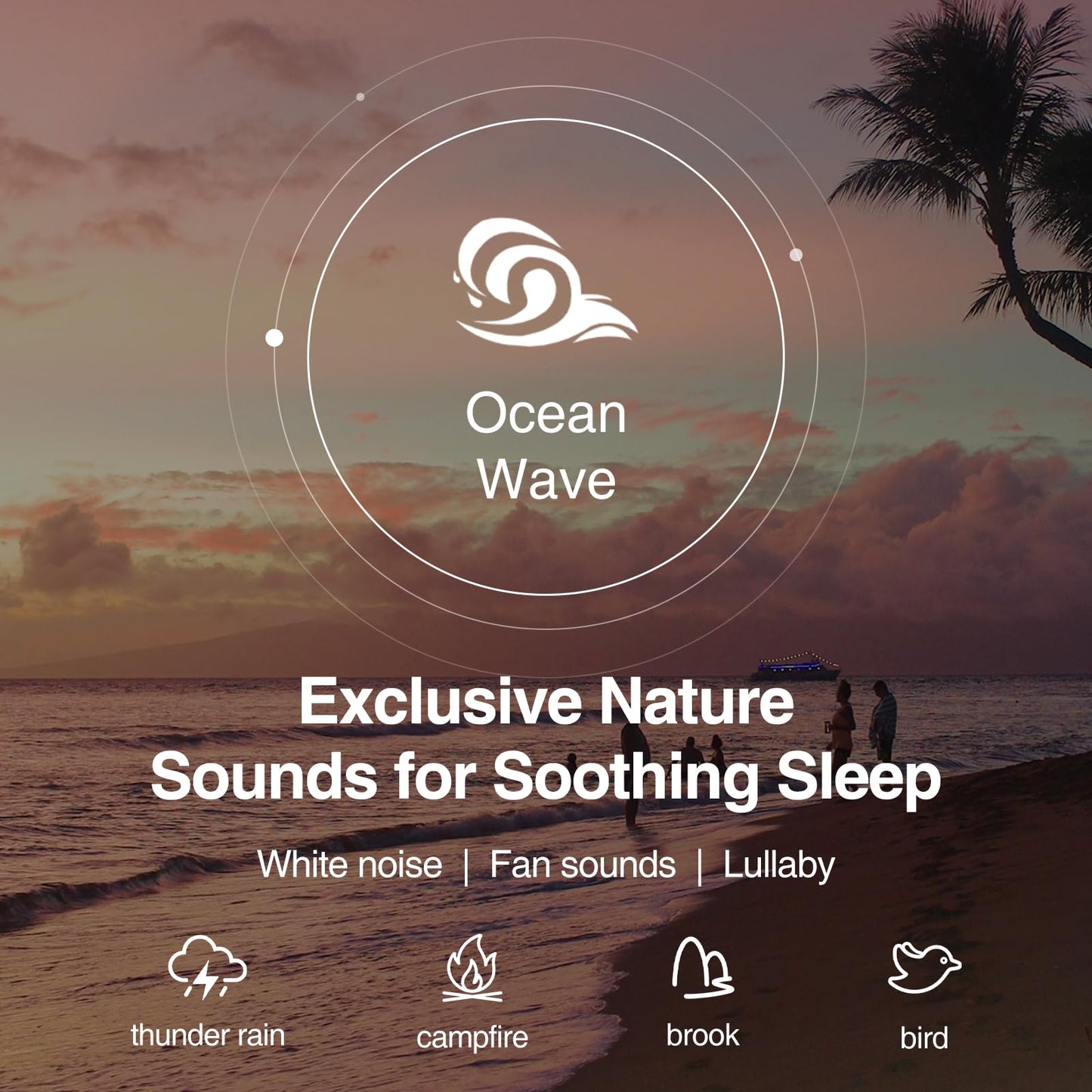HOUSBAY Sound Machine with Alarm Clock — Dual HiFi Speakers, 21 Sounds, 10W Wireless Charger