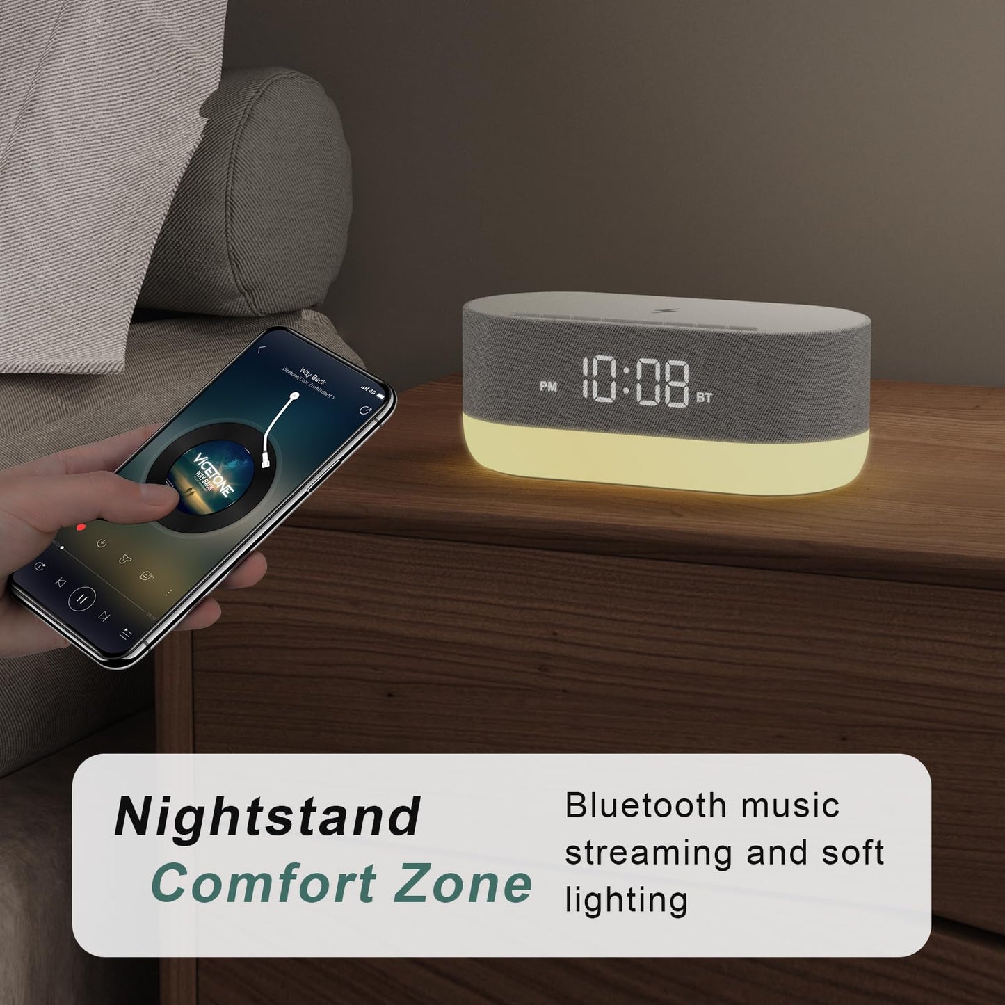 HOUSBAY 3 in 1 Sound Machine Alarm Clock & Wireless Charger – Soothing White Noise, Bluetooth Music & Customized Sleep-Wake Routine