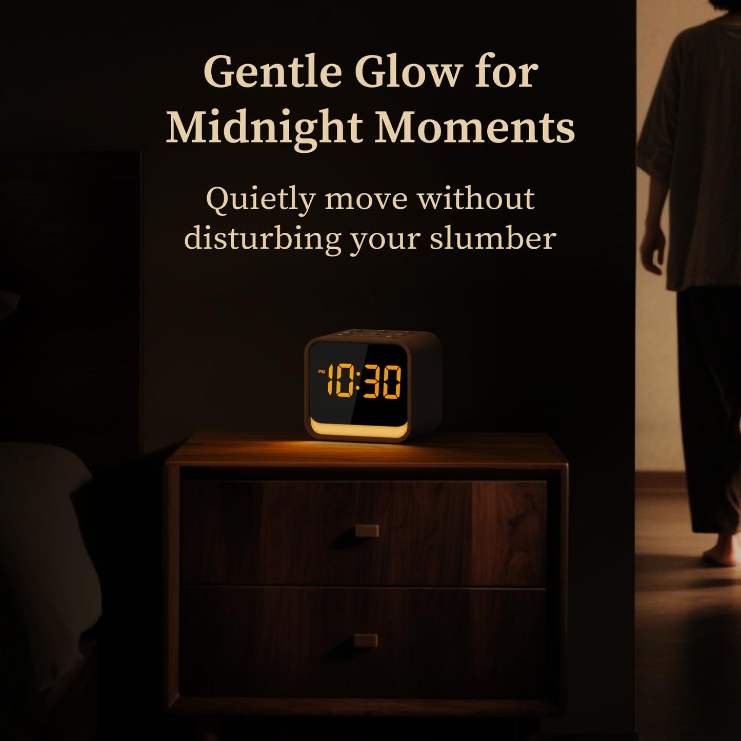HOUSBAY Wooden Sound Machine Alarm Clock — Gentle Wake, Birdsongs & White Noise for Sleep