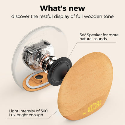 HOUSBAY Sunrise Alarm Clock – Gentle Sunrise, Sleep Sounds & Dimmable Night Light