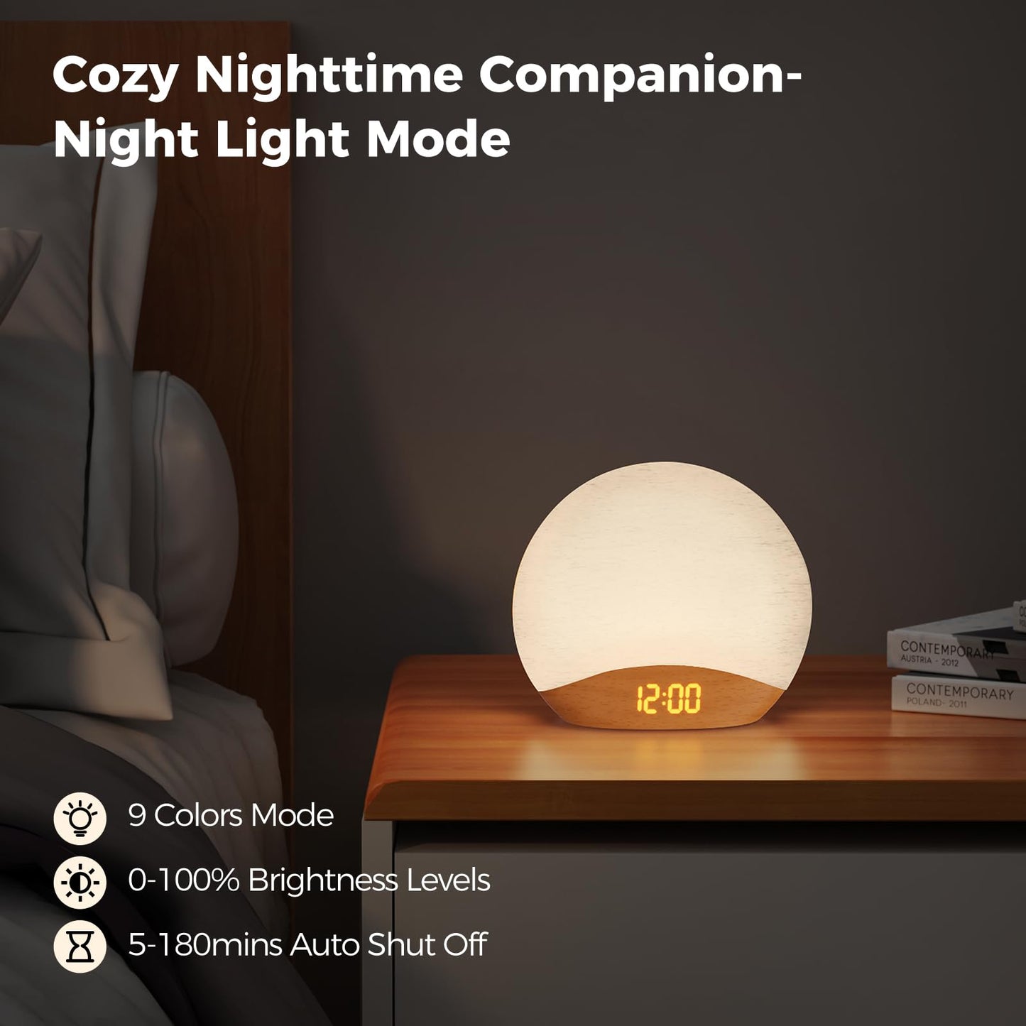 HOUSBAY Sunrise Alarm Clock – Gentle Sunrise, Sleep Sounds & Dimmable Night Light
