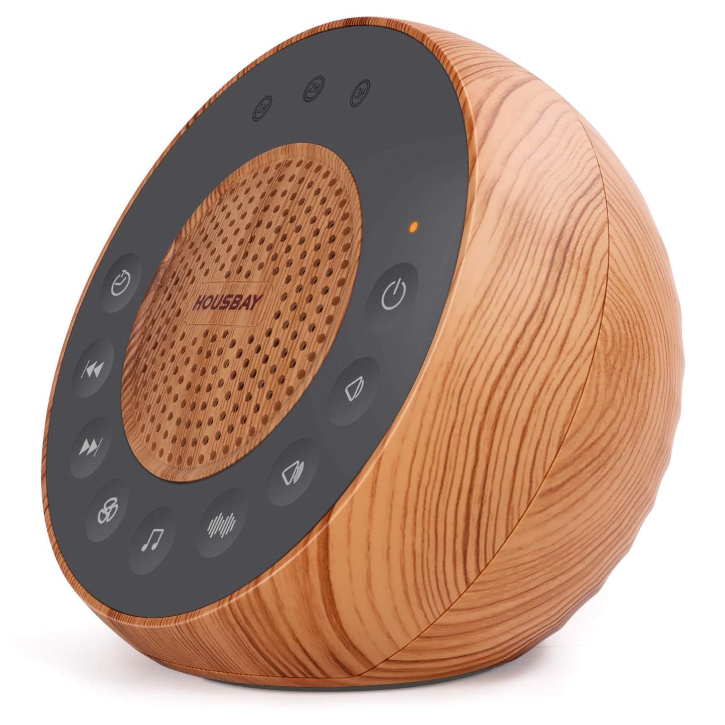 HOUSBAY White Noise Machine — 31 Sounds, 5W Stereo, Auto-Off Timer, Wood Grain