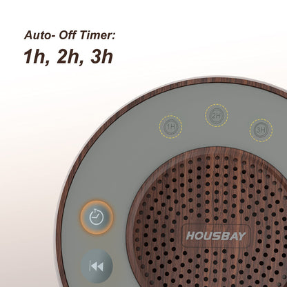 HOUSBAY White Noise Machine — 31 Sounds, 5W Speaker, Wood Grain