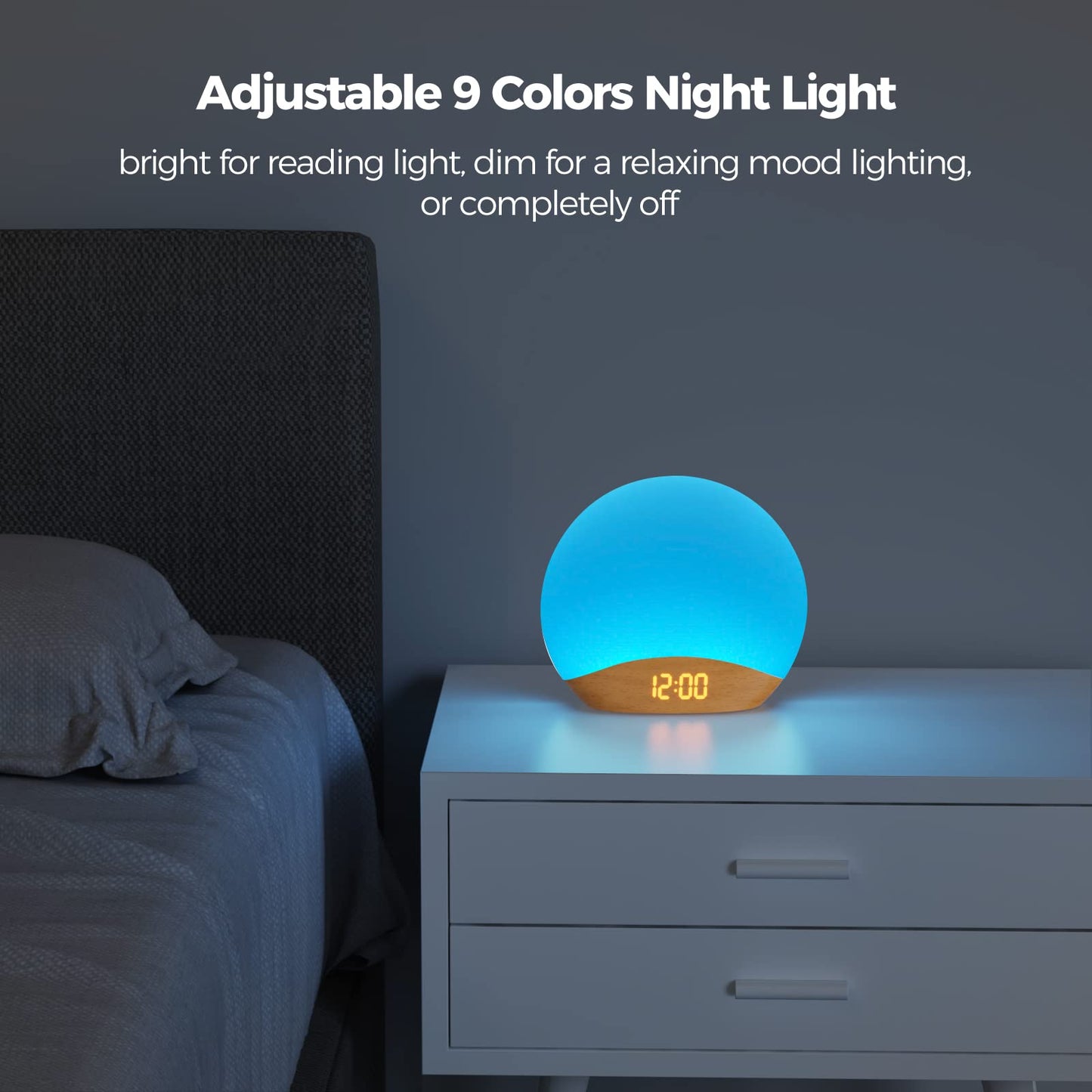 HOUSBAY Sunrise Alarm Clock & White Noise Machine – Gentle Wake, 26 Sounds, 300 Lux Night Light