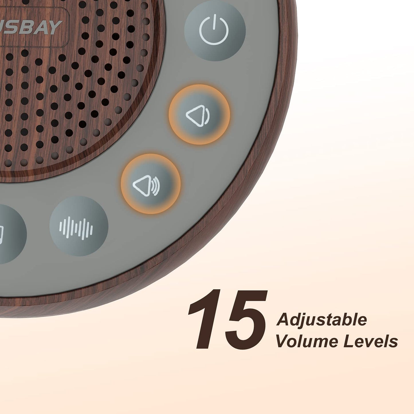 HOUSBAY White Noise Machine — 31 Sounds, 5W Speaker, Wood Grain