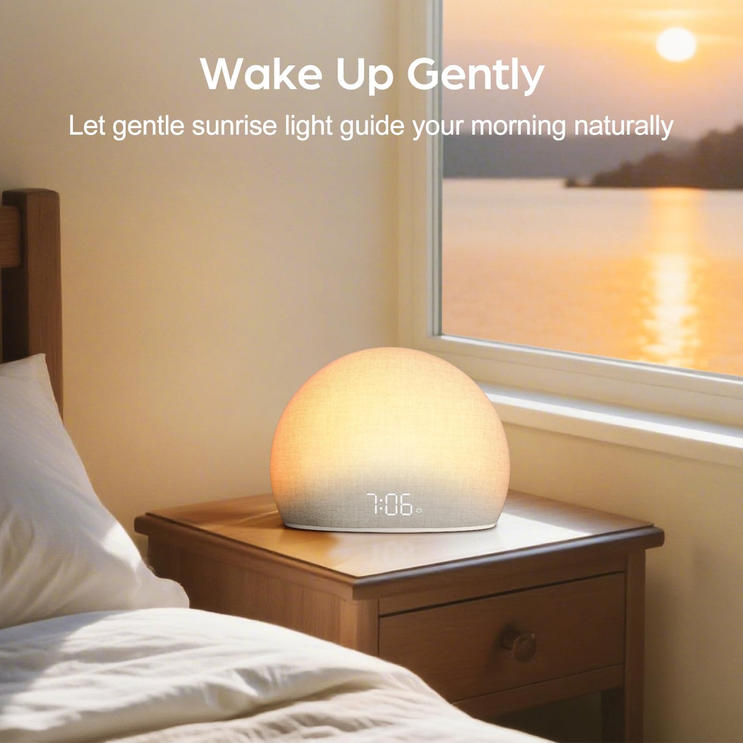 HOUSBAY Sunrise Alarm Clock – Natural Wake-Up Light, White Noise Sleep Aid, Screen-Free Design
