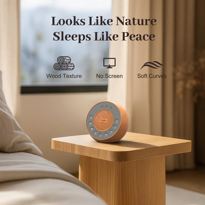 HOUSBAY White Noise Machine — 31 Sounds, 5W Stereo, Auto-Off Timer, Wood Grain