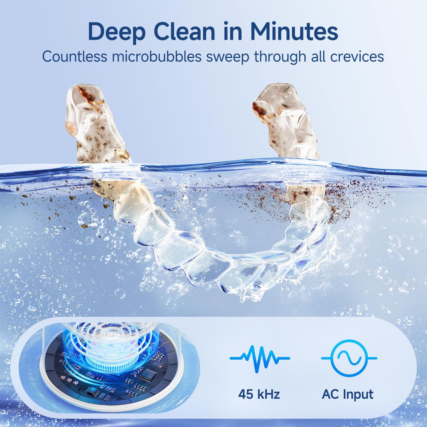 HouseSapp Ultrasonic Retainer Cleaner – 45kHz, 6-Lamp UV, Auto Lift Tray