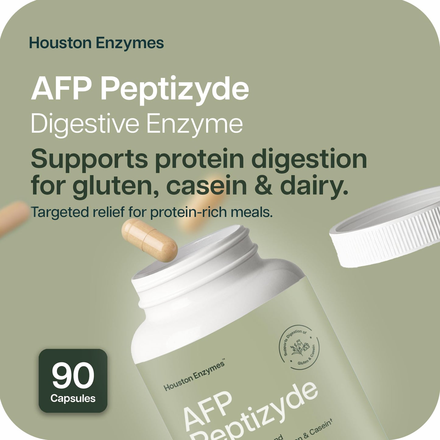 Houston Enzymes AFP Peptizyde – Protein Digestive Enzymes (90 Capsules)