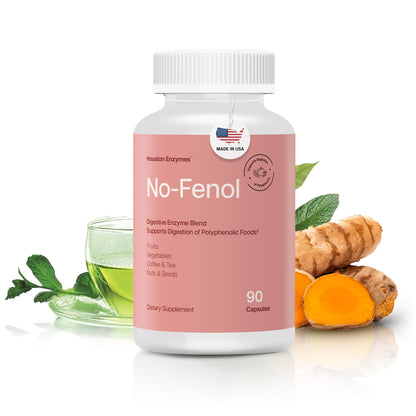 Houston Enzymes No-Fenol - Digestive Enzyme Supplement for Polyphenols & Fruit & Vegetable Fibers - 90 Capsules