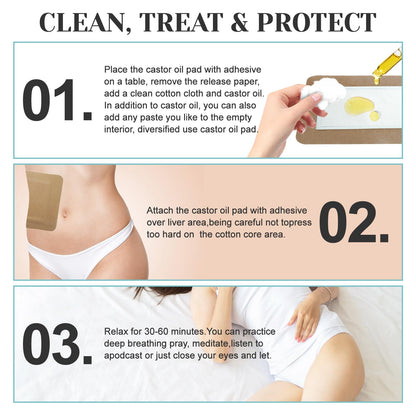 20Pcs Disposable Castor Oil Packs for Stomach – Self-Adhesive Belly Wrap