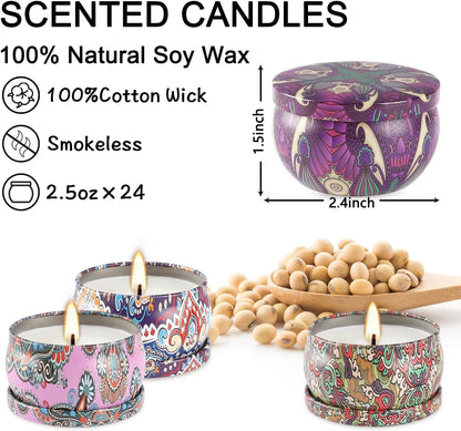 Howemon 24 Pack Scented Candles Set – Natural Soy Wax Aromatherapy Gift for Women