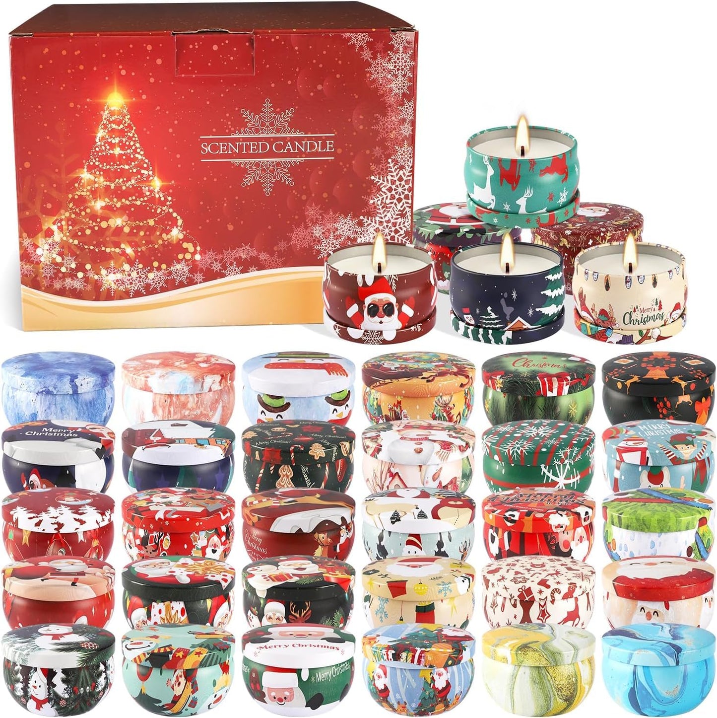 Howemon 36 Pack Christmas Scented Candles Set – Natural Soy Wax & Aromatherapy