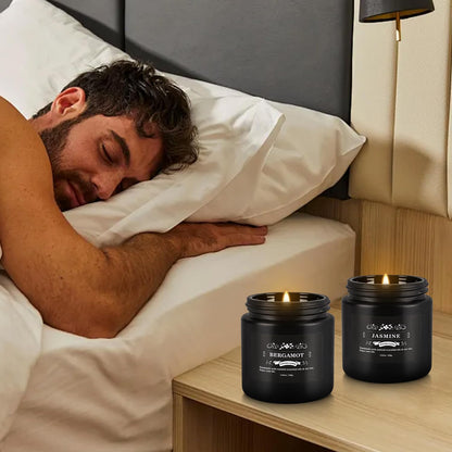 Howemon Scented Candle Set 12 Pack - Black Jar | Long-Lasting Soy Wax, Odor Elimination, Stress Relief Gift Set