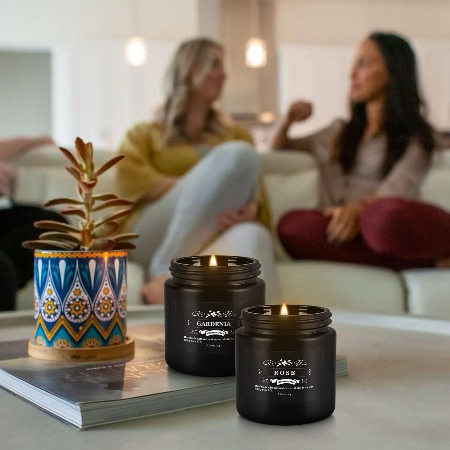 Howemon Scented Candle Set 12 Pack - Black Jar | Long-Lasting Soy Wax, Odor Elimination, Stress Relief Gift Set
