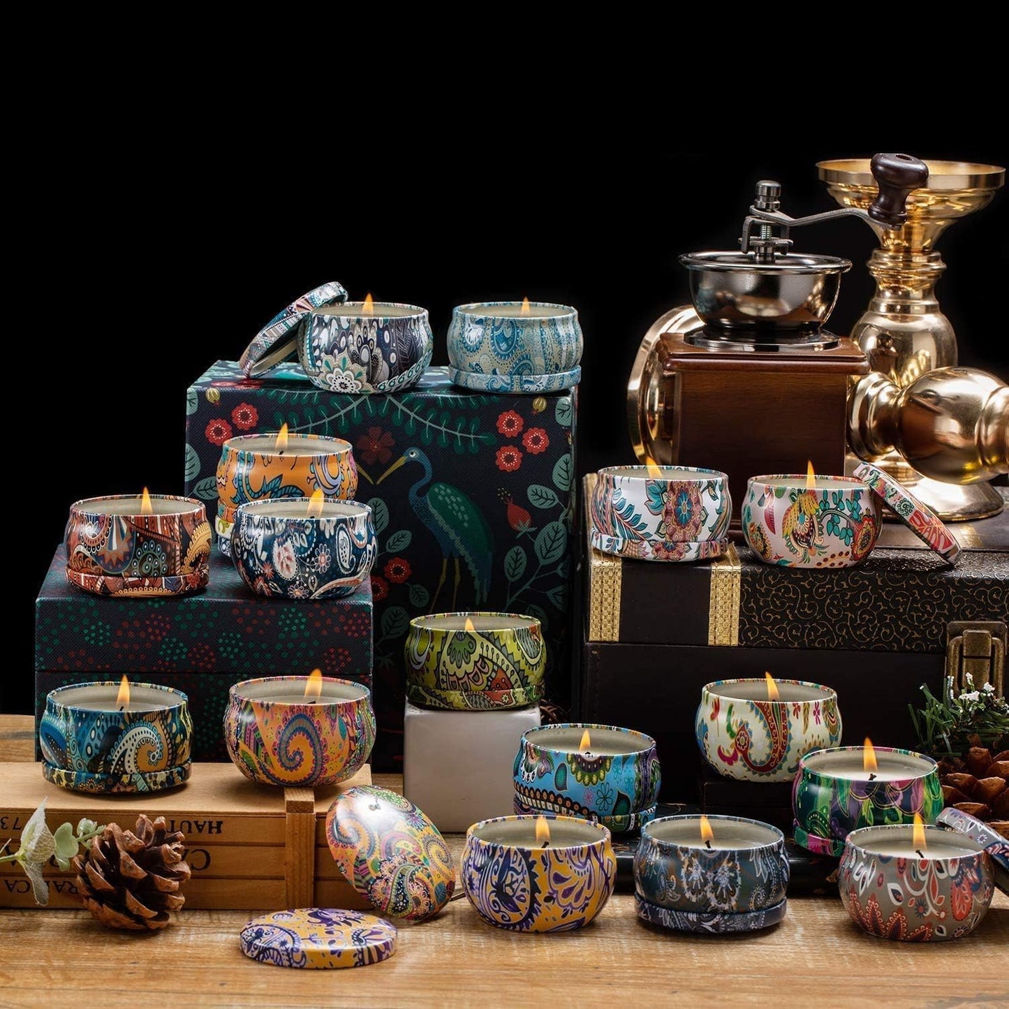 Howemon Scented Candles Gift Set - 16 Pack | Natural Soy Wax Travel Tin