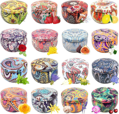 Howemon Scented Candles Gift Set - 16 Pack | Natural Soy Wax Travel Tin