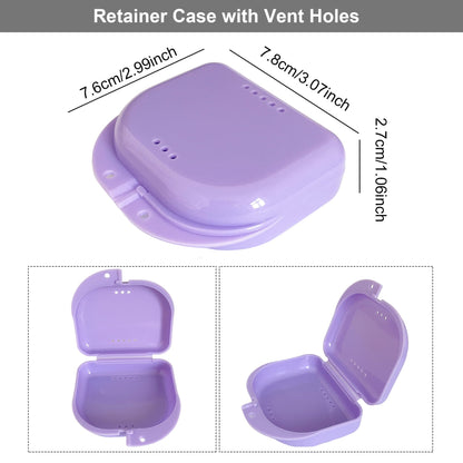 Howinn Denture Bath Case – Travel Cup with Strainer Basket (Purple)