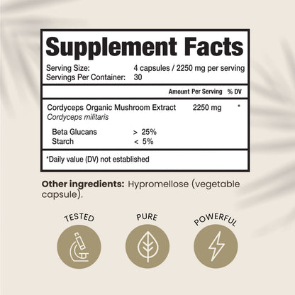 HPD Rx Organic Cordyceps – Energy, Endurance & Immunity | 2250 mg, 120 Capsules