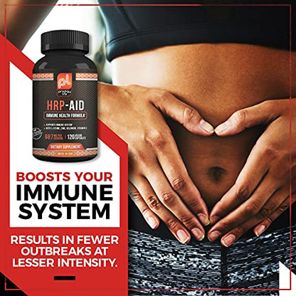 HRP-Aid Premium Herpes Support - L-Lysine Immune Support Supplement (120 ct)