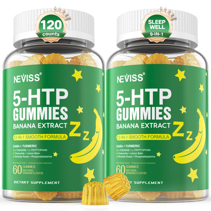 5-HTP GABA Gummies + L-Theanine & Vitamin D3 — Melatonin-Free Relaxation (Pack of 2)