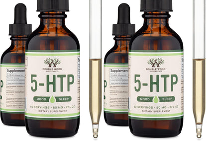 5HTP Liquid Drops - More Absorbable and Effective Than 5 HTP Capsules (60 Servings of 50mg 99%+ 5-HTP) Serotonin Supplement for Mood, Sleep, and Relaxation by Double Wood (Pack of 2)
