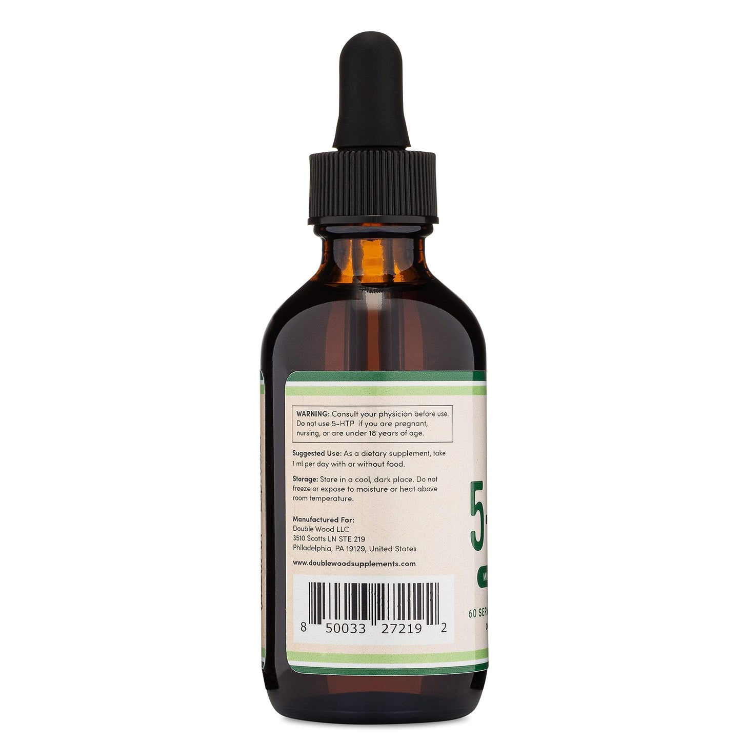 5HTP Liquid Drops - More Absorbable and Effective Than 5 HTP Capsules (60 Servings of 50mg 99%+ 5-HTP) Serotonin Supplement for Mood, Sleep, and Relaxation by Double Wood (Pack of 2)