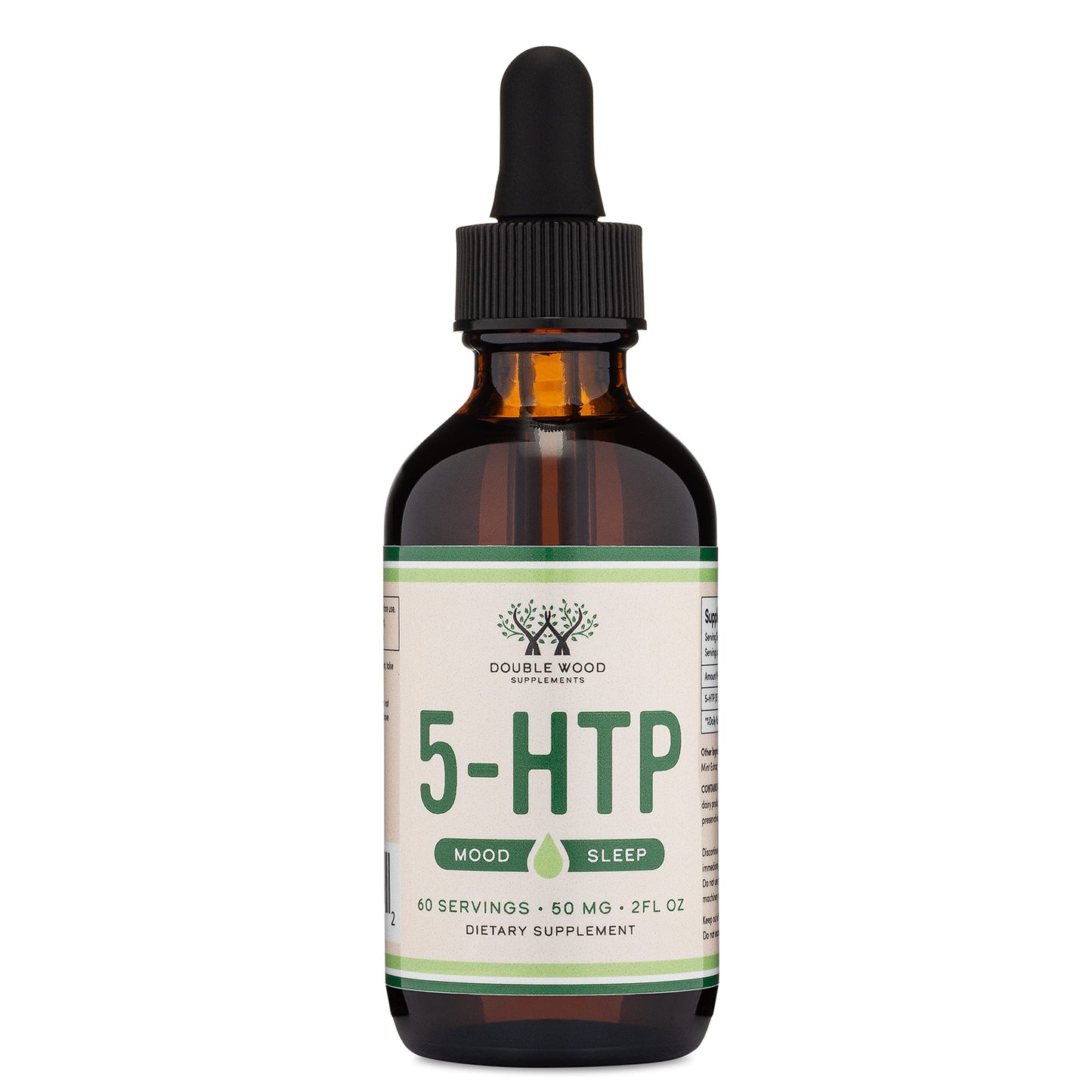 5HTP Liquid Drops - More Absorbable and Effective Than 5 HTP Capsules (60 Servings of 50mg 99%+ 5-HTP) Serotonin Supplement for Mood, Sleep, and Relaxation by Double Wood (Pack of 2)
