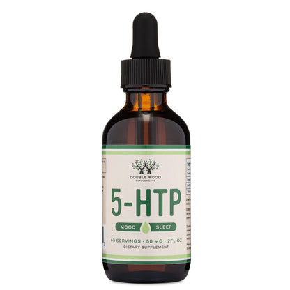 5HTP Liquid Drops - More Absorbable and Effective Than 5 HTP Capsules (60 Servings of 50mg 99%+ 5-HTP) Serotonin Supplement for Mood, Sleep, and Relaxation by Double Wood (Pack of 2)