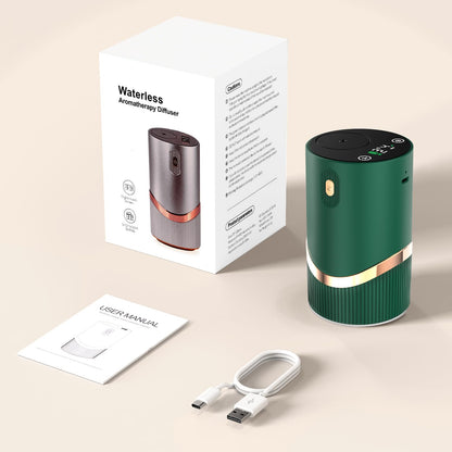 Huachuang Waterless Diffuser – Rechargeable Portable Aromatherapy for Car & Home, 4 Mist Levels, 72h Battery