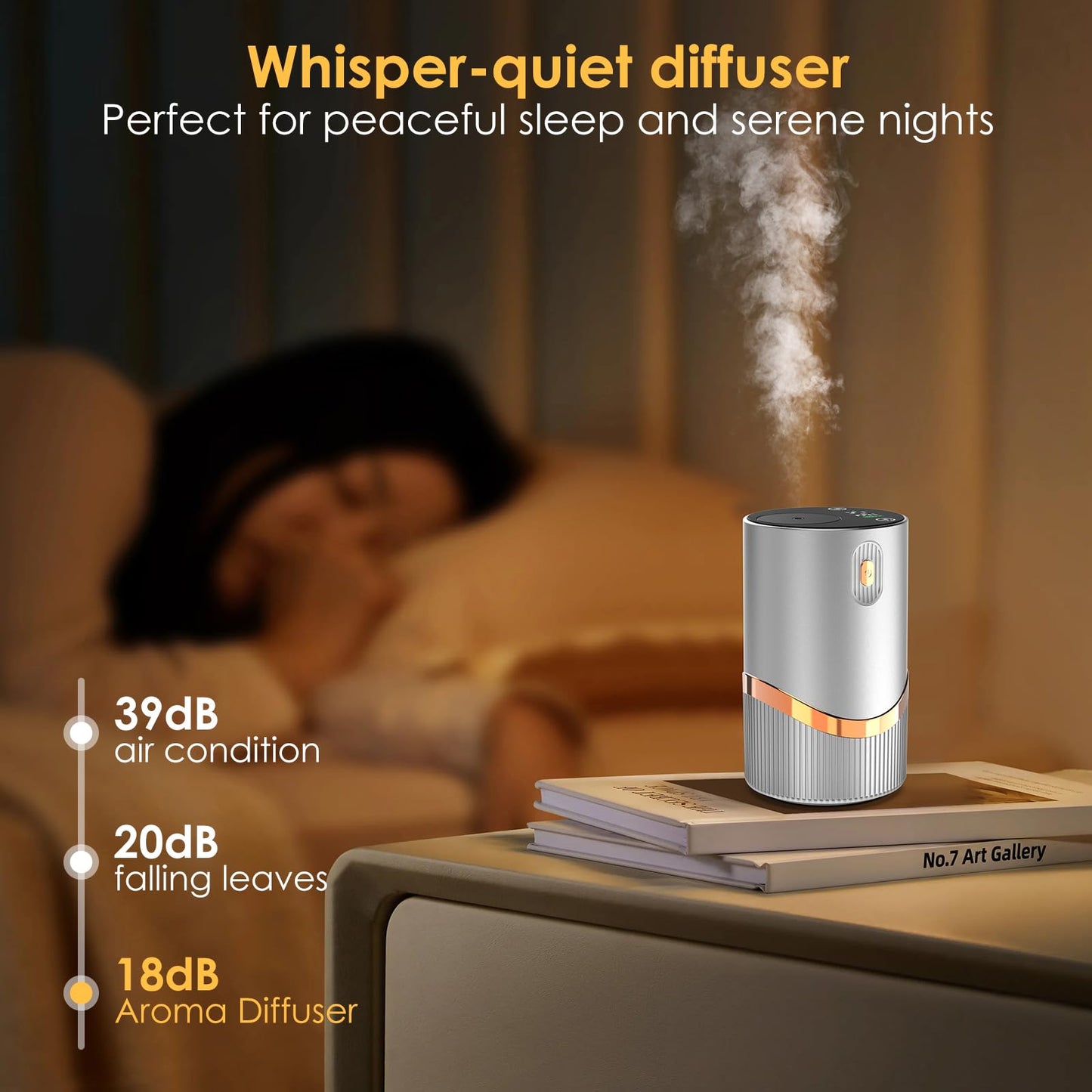 Huachuang Waterless Nebulizing Diffuser (Silver) – Portable Car & Home Aromatherapy, 4 Mist Levels